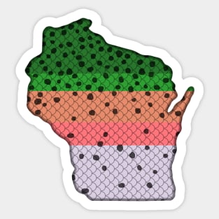 Trout Fishing Rainbow Trout Pattern Wisconsin State Map Sticker